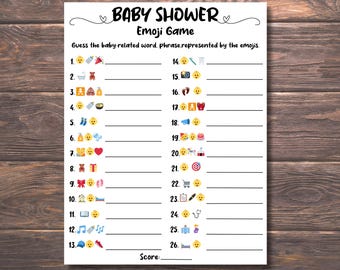 Baby Shower Emoji Game Printable, Emoji Baby Pictionary Game, Guess the Baby Word, Baby Shower Activity PDF, Instant Download Party Game