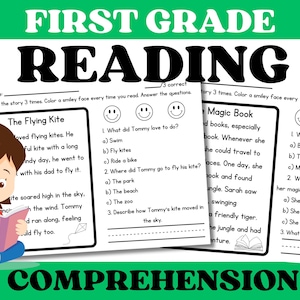 First Grade Reading Comprehension Worksheets Decodable Stories with Questions Homeschool Learn at Home | Reading Fluency Passages