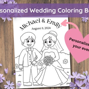 Wedding Coloring Book, Wedding Coloring Pages, Kid Wedding Favor, Kid Wedding Activity, Rehearsal Coloring Sheets, Personalized For Event