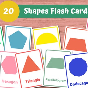 20 Rainbow Shapes Flash Cards, Preschool Materials, Homeschool Printables, Montessori Materials, Geometric Flash Cards, DIGITAL DOWNLOAD