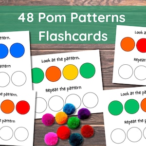 Pom Muster - 48 Aktivitätskarten - Montessori Lernspielzeug für Vorschule, Heimschule, besondere Bedürfnisse, ruhige Zeit für Kleinkinder, Sofort Download