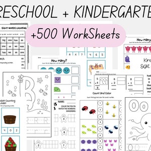 Printable Toddler Worksheets or Toddler Workbook Instant Download Alphabet, Numbers, Sight Words, Addition, Math Activities, Coloring pages