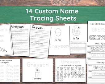 Custom Preschool Name Tracing Sheet Handwriting Practice Sheets Homeschool Printable Toddler Busy Book Learning Binder Learn to Write Name