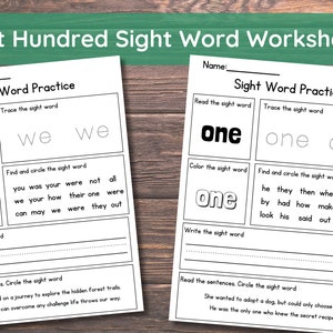 100 Printable Fry's First Hundred Sight Word Worksheets. Kindergarten-1st Grade Sight Words Worksheets. Reading, Writing ,Spelling Activity.