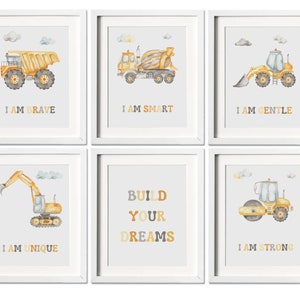 Construction Vehicle Print Boy Nursery Kids Wall Decor Nursery Decor Boy Dump Truck Construction Set Nursery Set Kids Room Poster Vehicles