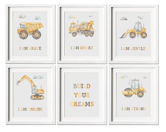 Construction Vehicle Print Boy Nursery Kids Wall Decor Nursery Decor Boy Dump Truck Construction Set Nursery Set Kids Room Poster Vehicles