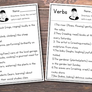 10 Printable Choose the Correct Verb Worksheets. 1st-2nd Grade ELA ...