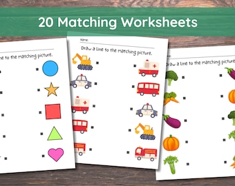 Printable Matching Worksheets, Match the Picture, Kindergarten Preschool Activity, Busybook, Educational Pages