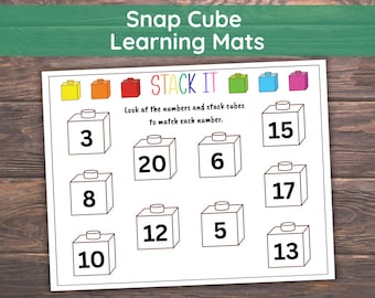 Tapetes de Aprendizagem com Cubos de Encaixe, Contagem de 1 a 20, Atividade Numérica, Matemática para Educação Infantil, Matemática Pré-escolar, Prática de Contagem de Números, Atividade para Centros de Matemática