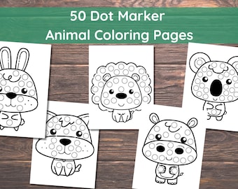 Kids Coloring Page: Dot Marker Coloring Pages | Animal Dot Marker Printables | Do a dot activity, 50 Digital Coloring Pages