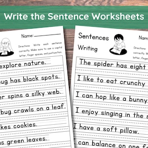 10 Printable Write the Sentence Worksheets | Sentence Writing Worksheets | Writing Sentences Activity | 1st-3rd Grade ELA Worksheets.