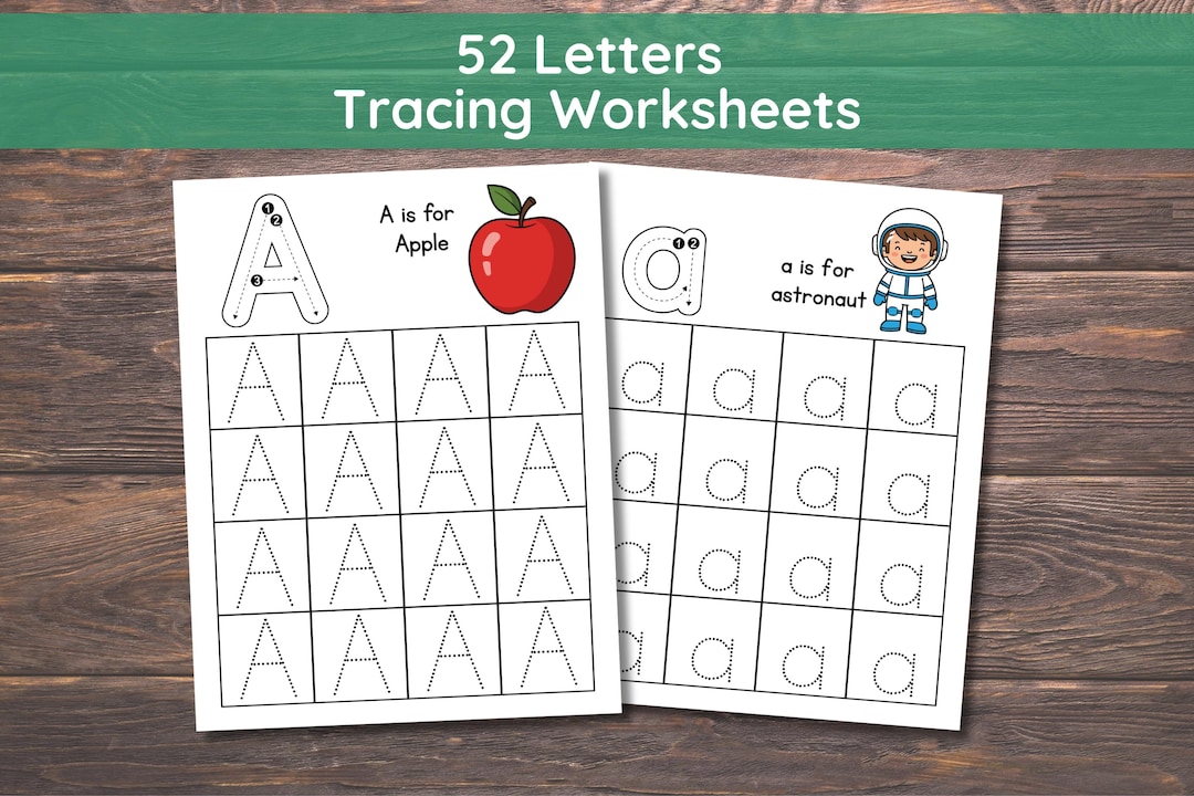 52 Uppercase Lowercase Alphabet Tracing Worksheets | Printable ...
