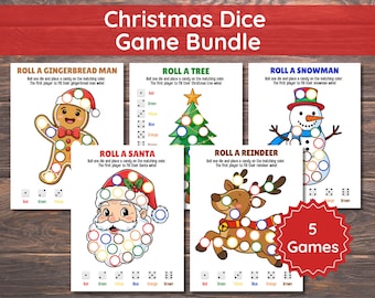 Christmas Dice Game Bundle, Christmas Roll & Fill Game, Christmas Games for Kids, Printable Christmas Activity, Preschool Kindergarten Game