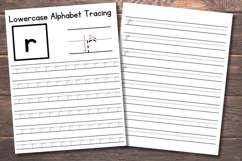 52 Printable Lowercase Alphabet Tracing Worksheets. Preschool-Kindergarten Handwriting.Letter Tracing Worksheets. 8.5x11" image 3