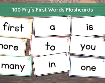 100 Printable Fry's First Hundred Sight Word Flashcards | Kindergarten-1st Grade Sight Words | High Frequency Word Flashcards | Color Coded