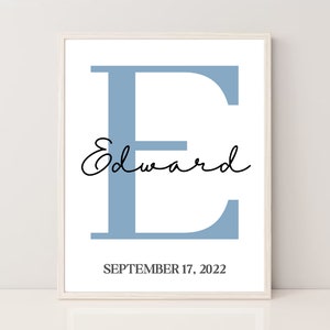 Custom Initial Print, Name Printable, Personalized Print, Personalized Initial Name Print, Name Print,Nursery Print, Custom Birth Print
