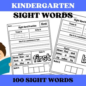 100 Printable Let's Learn Fry 1st Hundred Sight Words Worksheets. Kindergarten-1st Grade Handwriting and Spelling Activity.