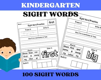 100 Printable Let's Learn Fry 1st Hundred Sight Words Worksheets. Kindergarten-1st Grade Handwriting and Spelling Activity.