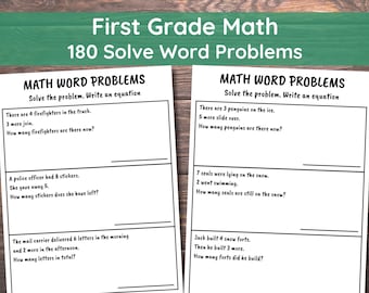 1st Grade Math Worksheet Printable - Word Problems, Addition, Subtraction, Homeschool, First Grade Math Workbook, 1st Grader Worksheet