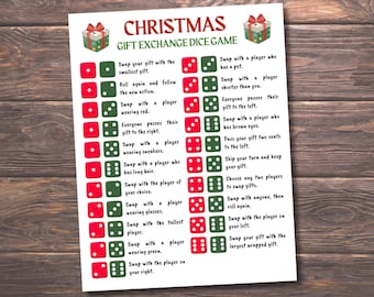 Jogo de Dados para Troca de Presentes de Natal (Imprimir), Jogo para Festa de Natal, Jogo de Amigo Secreto, Jogo para Festa de Fim de Ano, Jogo de Natal para Crianças e Adultos