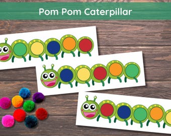 Pom Pom Color Sorting Game, Caterpillar Pom Pom, Color Matching ...