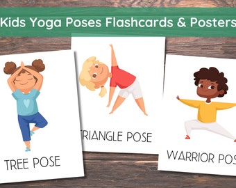 Pose yoga per bambini, 12 flashcard yoga, attività di movimento per bambini, pose yoga, pratica yoga, carte yoga, yoga per bambini, poster yoga, carte calma,