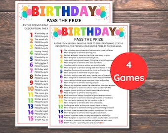 Birthday Pass the Prize Game Printable, Pass the Parcel Birthday Game, Left Right Game, Kids Party Activity, Gift Exchange Game PDF