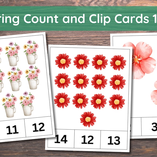 Spring Count and Clip Cards, Preschool Printable, Preschool Math, Kindergarten, Home School, Montessori, Printable, Printable Activity