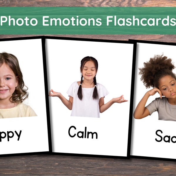 Foto Emoción 20 Tarjetas Imprimibles / Presenta Niños Reales / Emociones y Sentimientos / Tarjetas de Sentimientos / Gráfico de Emociones / Foto Real