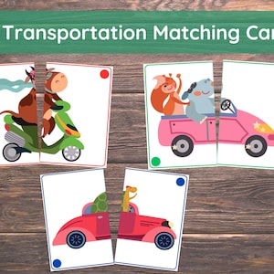 Jeu d'associations de moyens de transport, Cartes d'association, Activité d'association pour tout-petits, Apprentissage préscolaire, Matériel Montessori, Ressource pour l'école à la maison