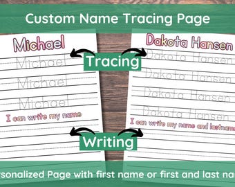 Custom Name Tracing Page, Custom Name Tracing Sheet Handwriting Practice, Personalized Name Trace, Name Tracing, Can Write My Name