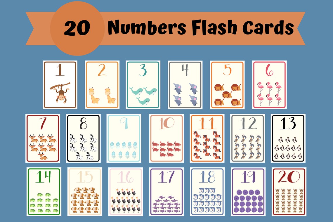 Numbers Flash Cards, Preschool Counting Flash Cards, Count and Clip ...