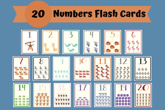 Numbers Flash Cards, Preschool Counting Flash Cards, Count and Clip, Number Cards 1-20, Montessori Flash Cards, Instant Download