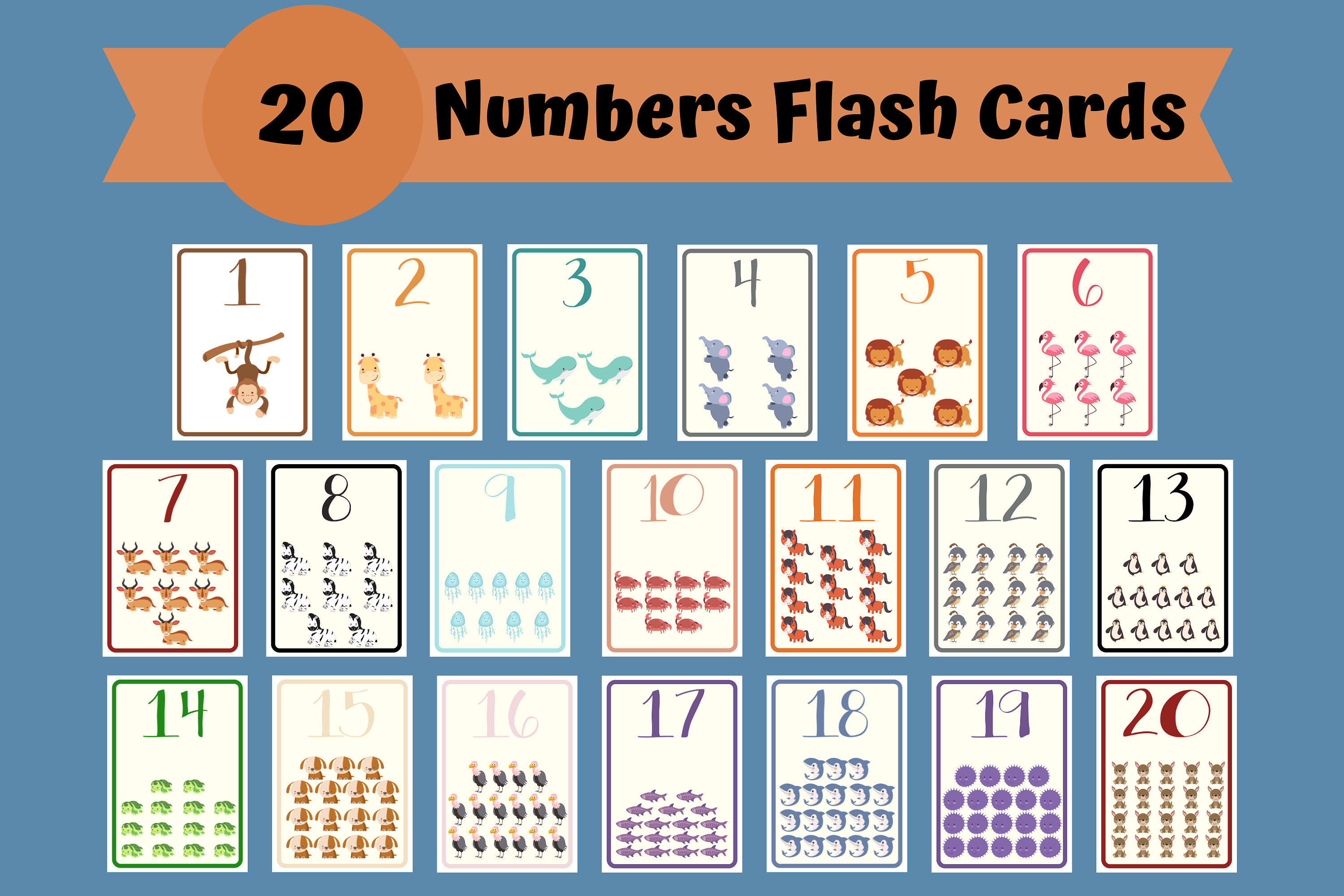 Numbers Flash Cards, Preschool Counting Flash Cards, Count and Clip ...