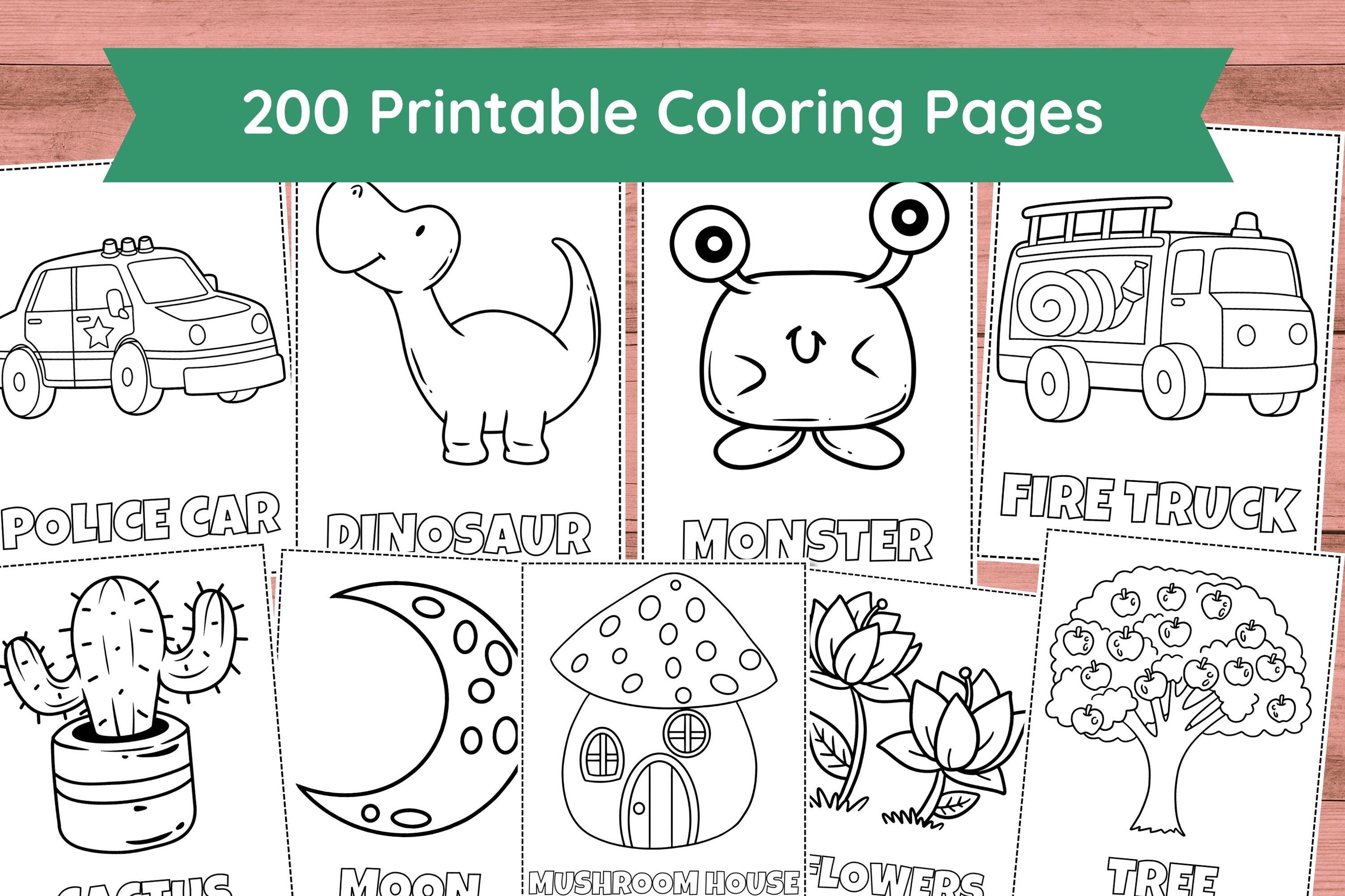 200 Printable Coloring Pages for Kids, Toddlers & Preschoolers | PDF 8.5x11 Homeschool Set - Image 1