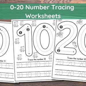 20 Number tracing worksheets, traceable numbers, preschool worksheets, 0-20 Printable Number Tracing, Kids Tracing, Handwriting Practice