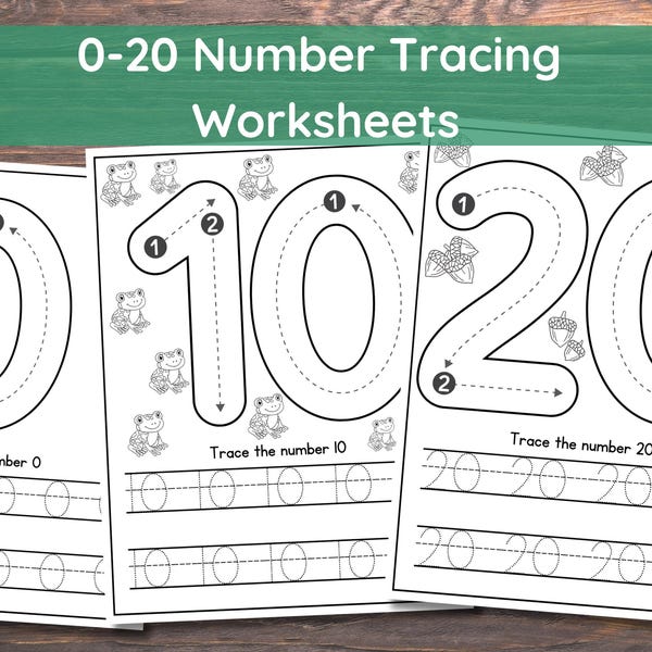 20 feuilles de calcul pour la recherche de numéros, numéros traçables, feuilles de calcul pour les enfants d'âge préscolaire, calcul imprimable de 0 à 20 numéros, recherche de numéros pour les enfants, exercice d'écriture manuscrite