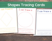 Shapes Tracing Mats Visual Cards Montessori Toddler Activities Printable Tracing Mats Homeschool Kindergarten Pre-K Curriculum