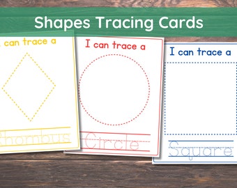 Shapes Tracing Mats Visual Cards Montessori Toddler Activities Printable Tracing Mats Homeschool Kindergarten Pre-K Curriculum