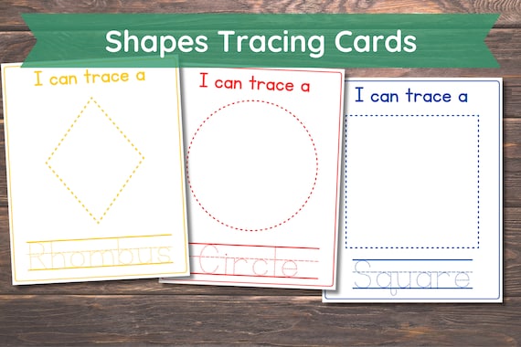 Shapes Tracing Mats Visual Cards Montessori Toddler Activities Printable Tracing Mats Homeschool Kindergarten Pre-K Curriculum
