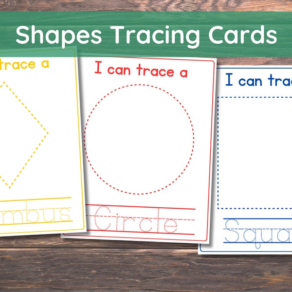 Shapes Tracing Mats Visual Cards Montessori Toddler Activities Printable Tracing Mats Homeschool Kindergarten Pre-K Curriculum