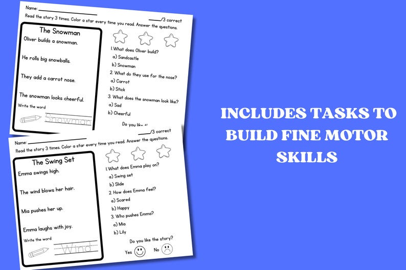 Kindergarten At Home Reading Worksheets | Comprehension Passages | Homeschool Classroom Tutoring | Preschool Reading Blends Worksheets image 8