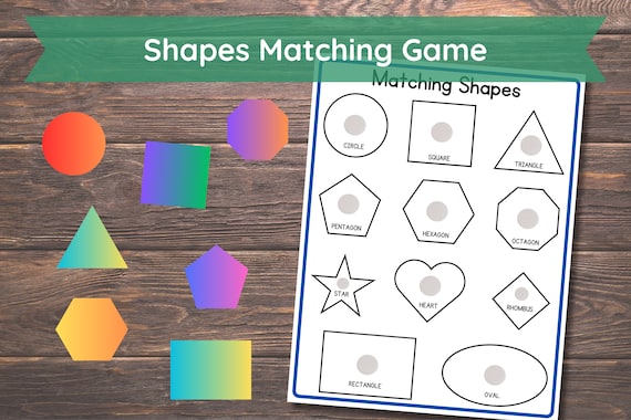 Educational Activity, Shapes Worksheet, Homeschool Printable, Busy Binder for Kids, Montessori Learning, 8.5x11"