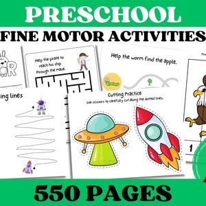 Kit d'apprentissage préscolaire préscolaire, 550 pages, feuilles d'exercices, alphabet, point à point, découpage, puzzle, traçage, feuilles d'exercices pour tout-petits