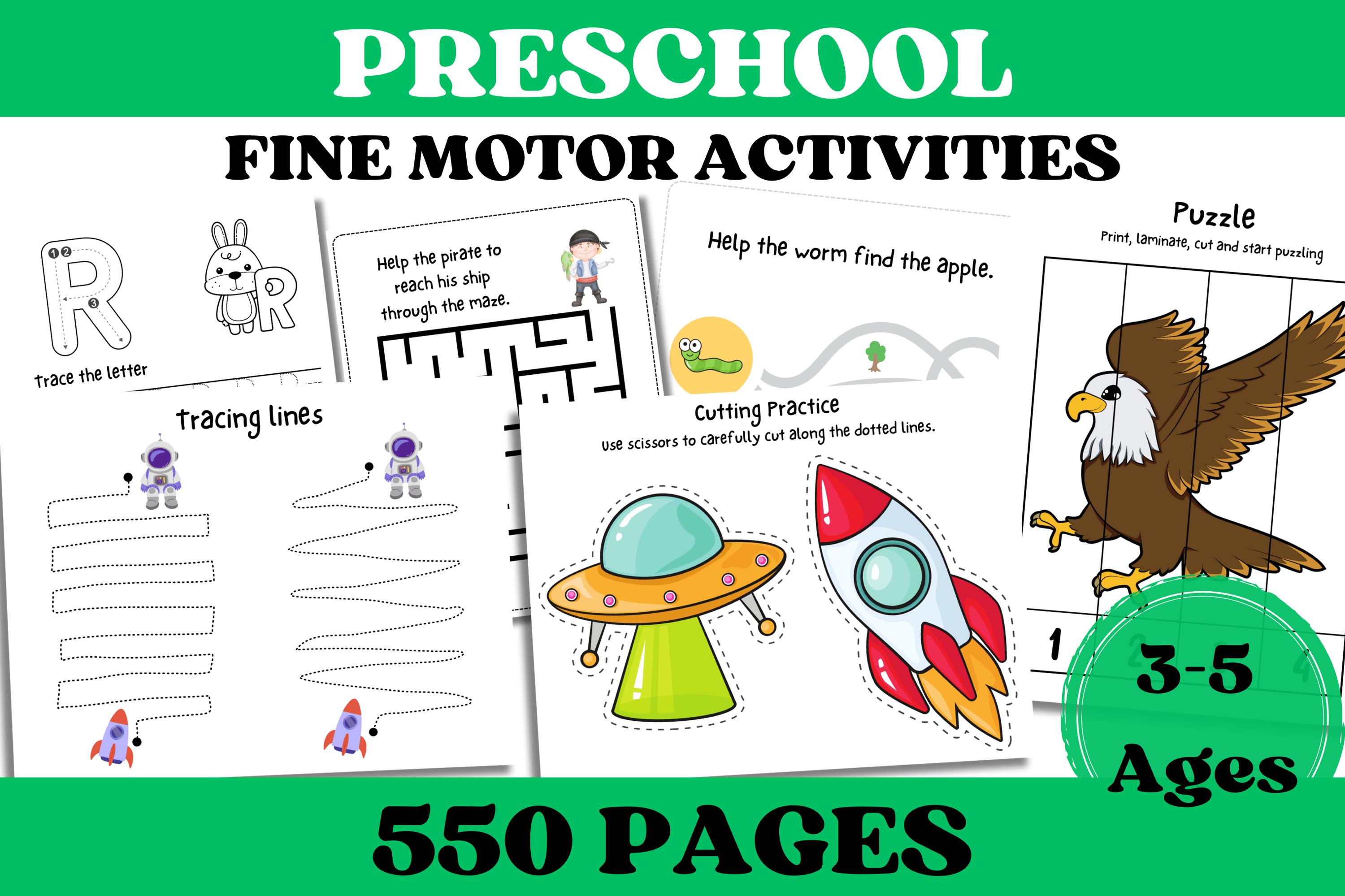 Preschool Pre-K Learning Bundle, 550 Pages, Activity Worksheets, Alphabet, Dot To Dot, Cutting, Puzzle, Tracing, Toddler Worksheets Workbook