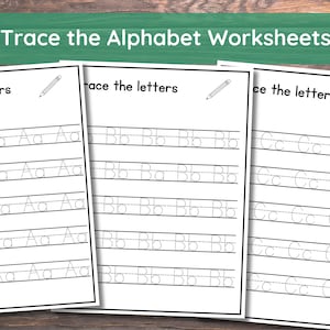 26 afdrukbare werkbladen traceer het alfabet | Preschool-KDG Phonics | Trek de letters over | Schrijfalfabet | Brieven schrijven | Lettertracering
