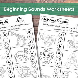 10 Printable Beginning Sounds Worksheets | Preschool-1st Grade Phonics and Literacy |  Alphabet Worksheet | Letter Sounds Worksheet