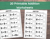 20 Printable Additition Fill in the Blanks Worksheets for Kindergarten-1st Grade-2nd Grade Math. Addition Worksheets