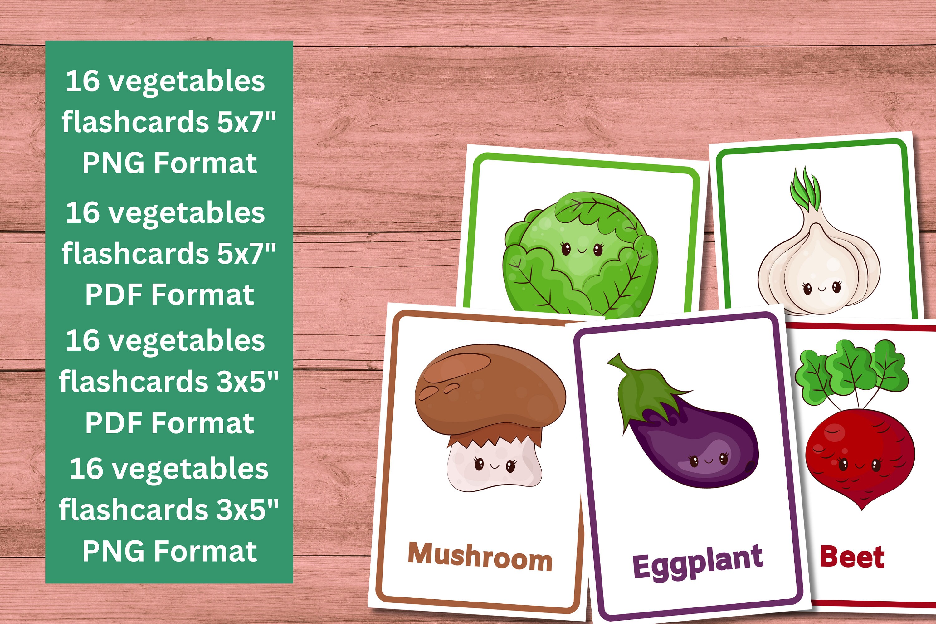 16 Vegetables Cards | Vegetables Flashcards | Pre-school Cards ...