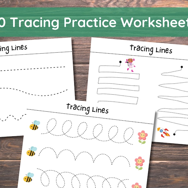 Tracing Practice, Pre-Writing Worksheets, Line Tracing, Toddler, Preschool, Handwriting Practice, Busy Book, Busy Binder, Homeschool